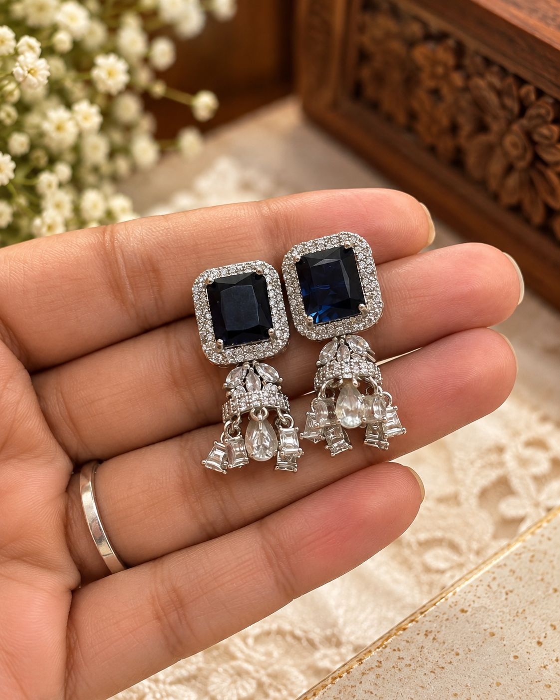 AD Blue Radiance Jhumkas