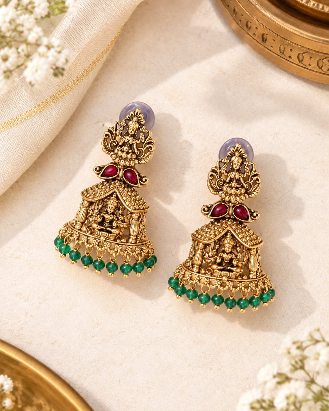 Rudra Laxmi Green Earrings