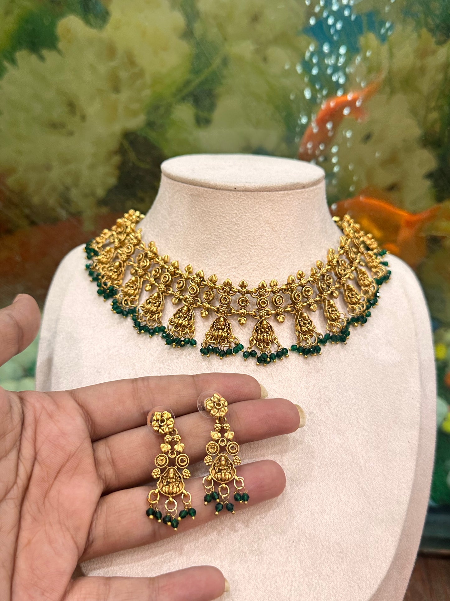 Green rekha Choker set