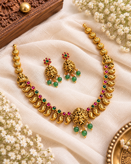 Shri Krishna 1G Gold Polish Necklace Set