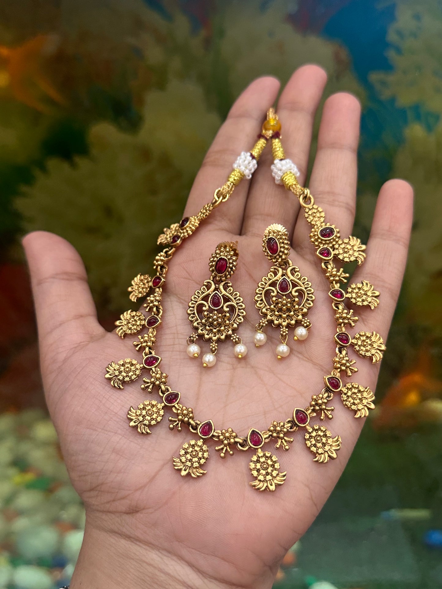 Sanjana Red Necklace Set