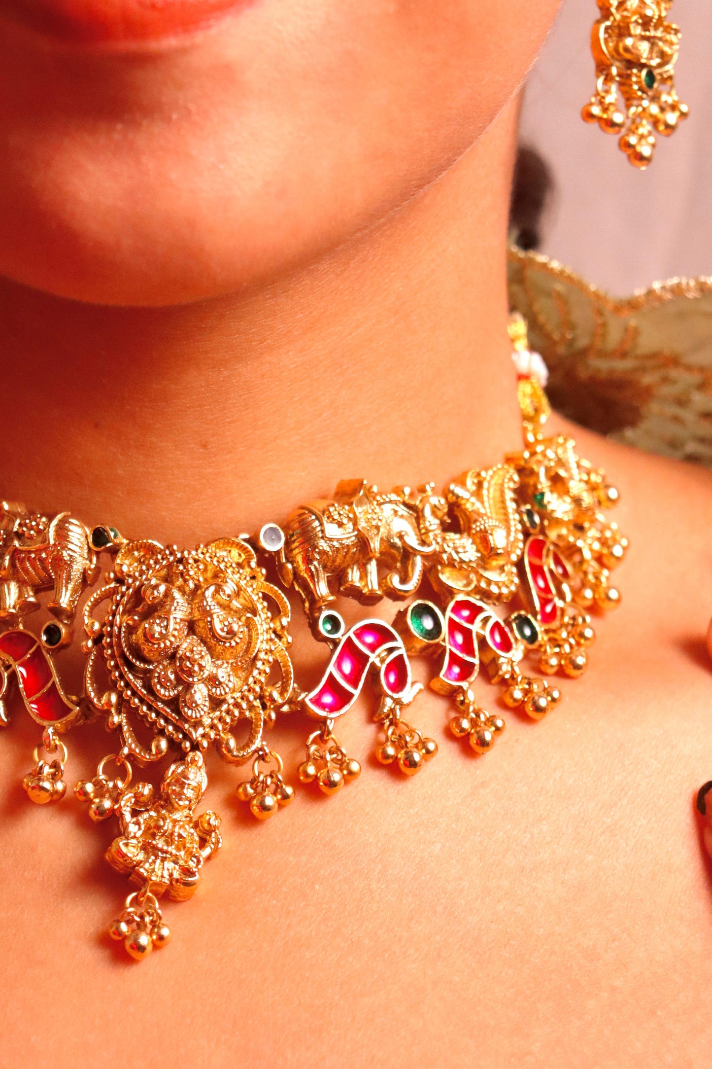 Sridhar Pink Temple Necklace set