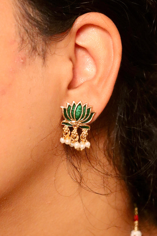 Padmini Green Lotus Necklace Set