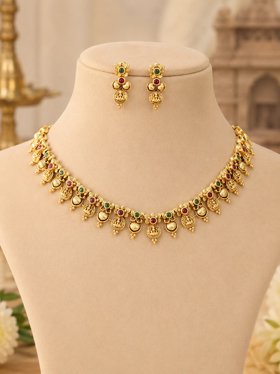 Laxmi 1G Gold Polish Necklace Set