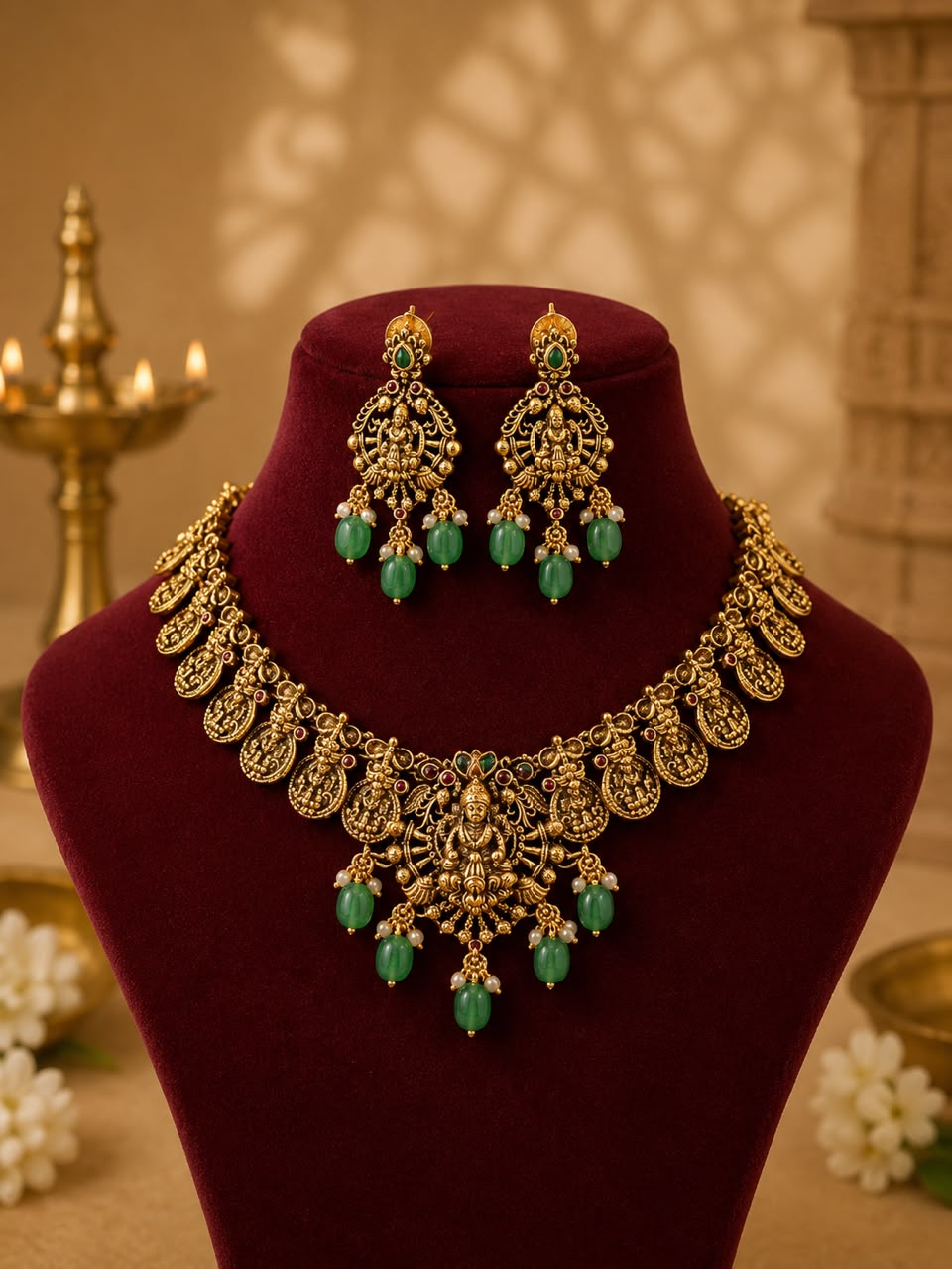 Lakshmi Ratna 1G Gold Polish Necklace Set