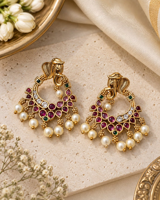Ganesh Chandbali Earrings