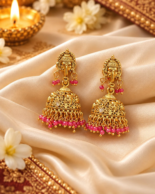 Gaja kamini Ruby Earrings