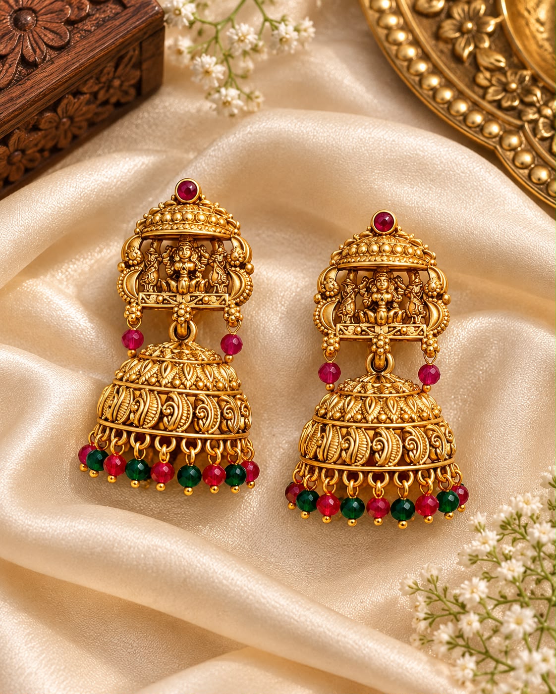 Jharokha Lakshmi Jhumkas