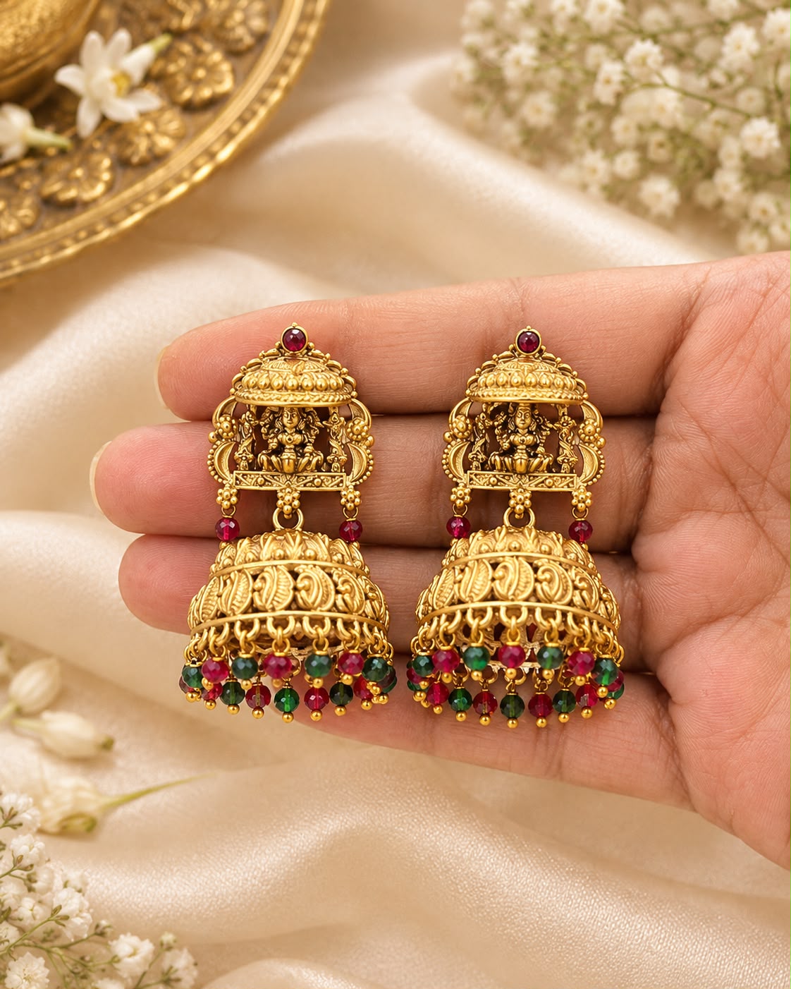 Jharokha Lakshmi Jhumkas