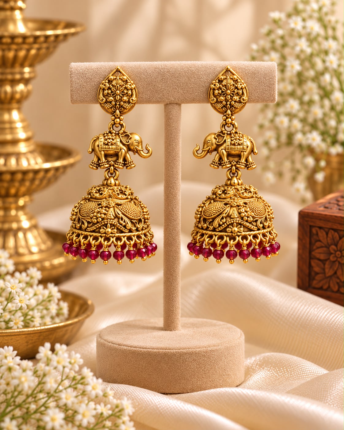 Gaja Red Jhumkas