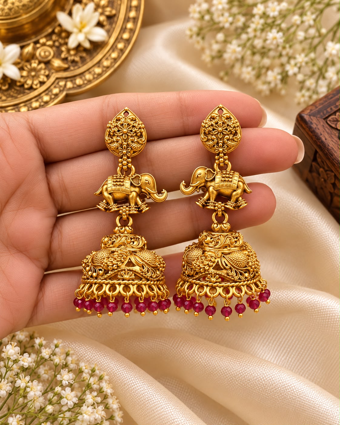Gaja Red Jhumkas
