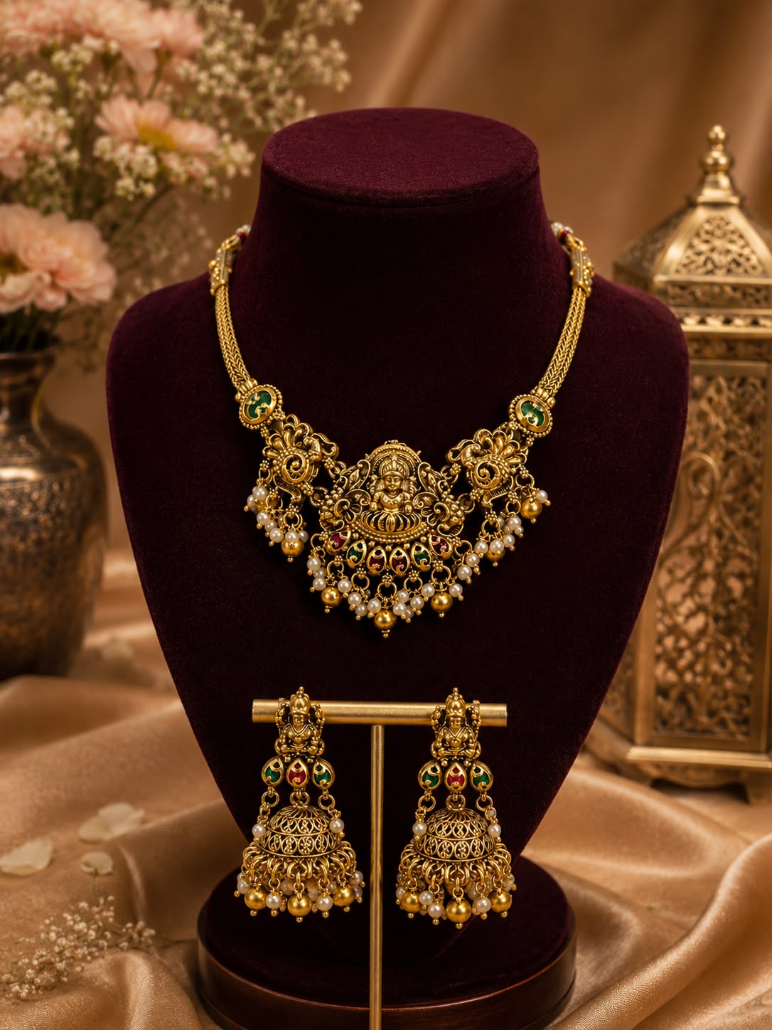 Gold Lakshmi Choker Set