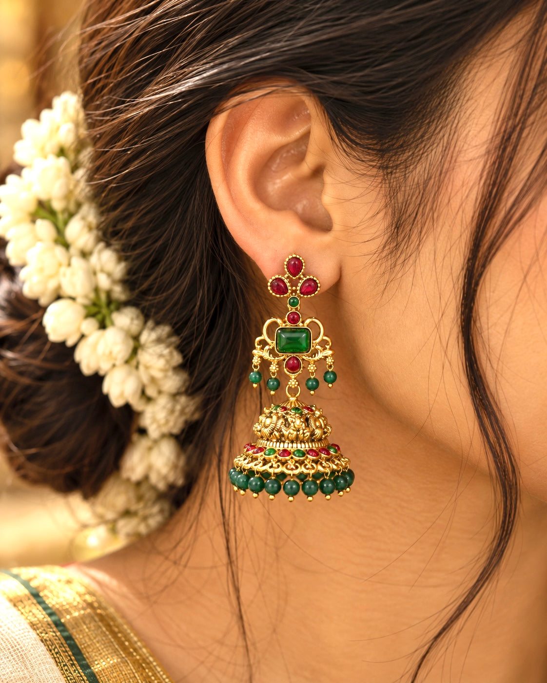 Devi Kamini Green Earrings