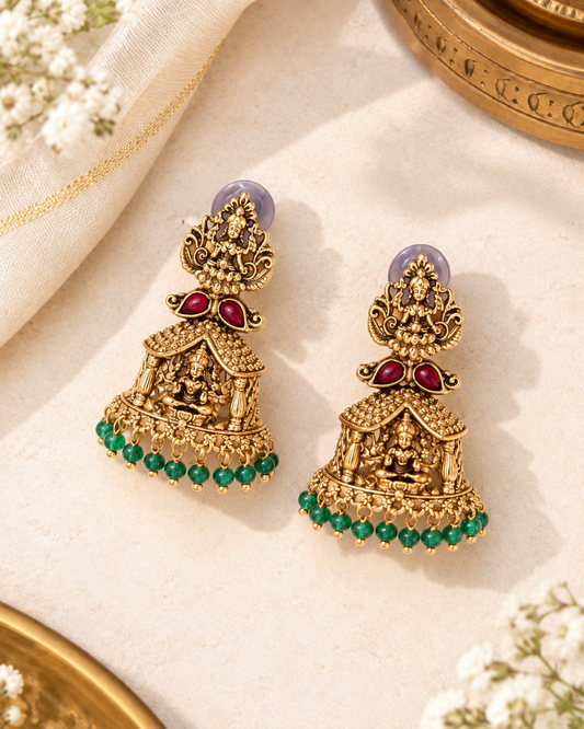 Rudra Laxmi Green Earrings