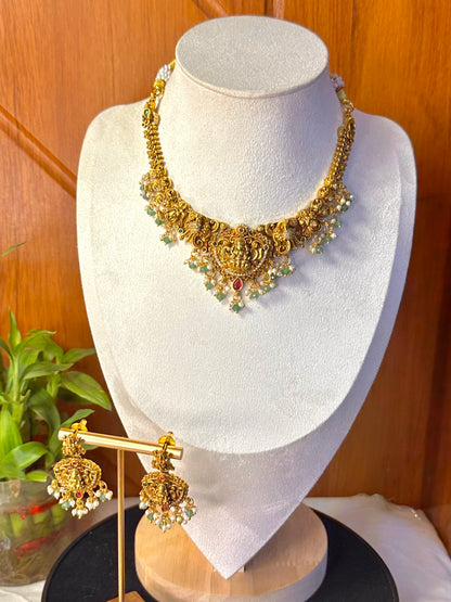 Mahapushp Matte Gold Necklace Set