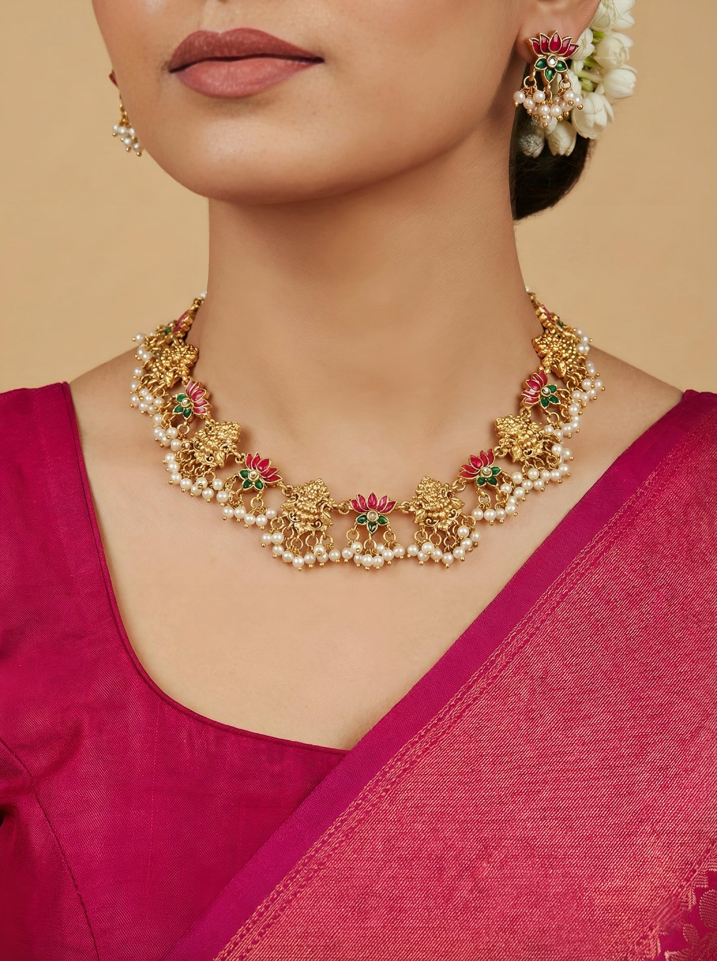 Devi Lotus Temple Choker Set