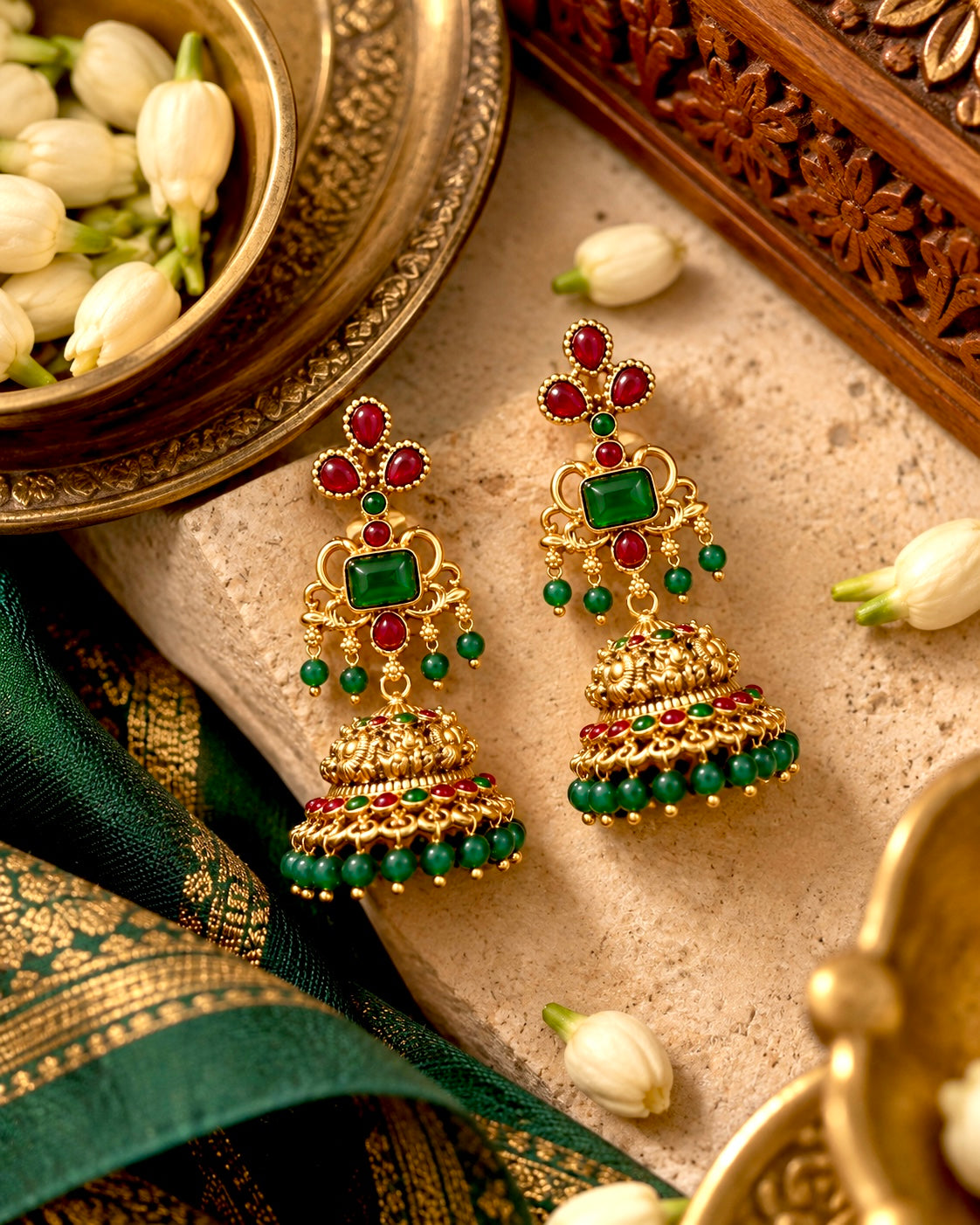 Devi Kamini Green Earrings