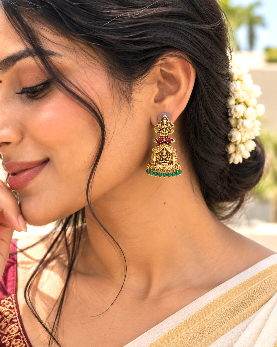 Rudra Laxmi Green Earrings