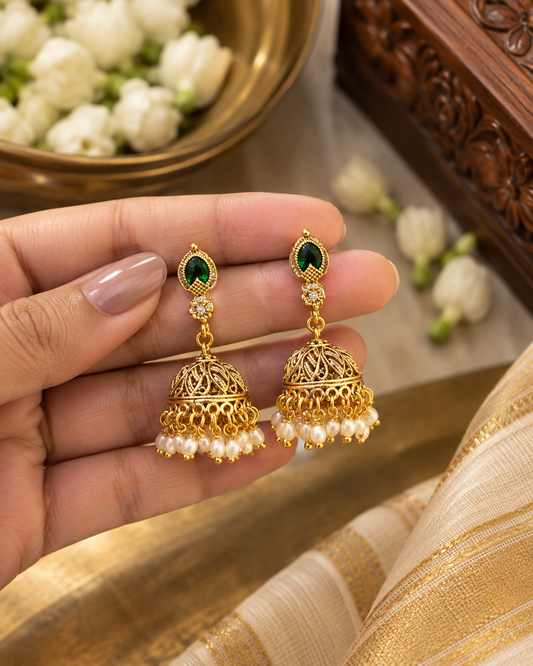 Green Palakam Jhumkas