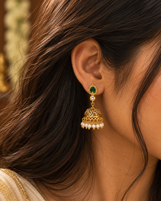 Green Palakam Jhumkas
