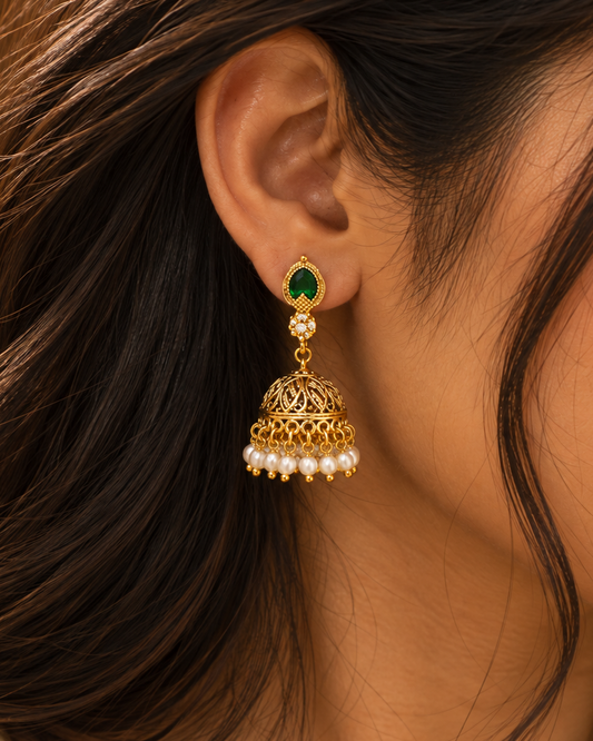 Green Palakam Jhumkas