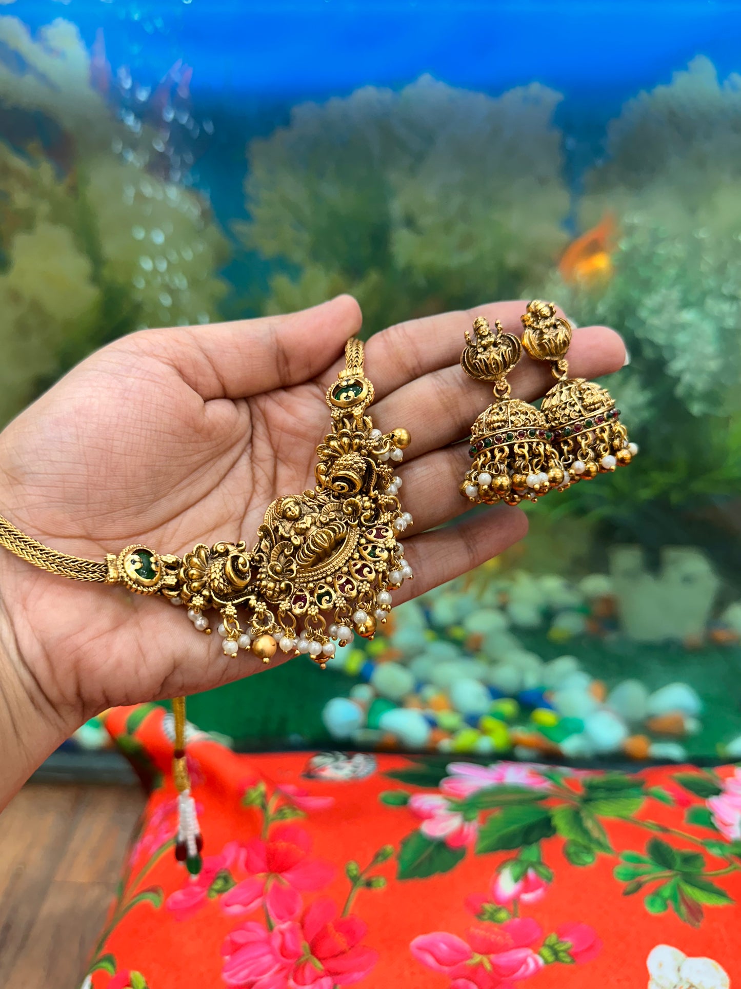 Gold Lakshmi Choker Set