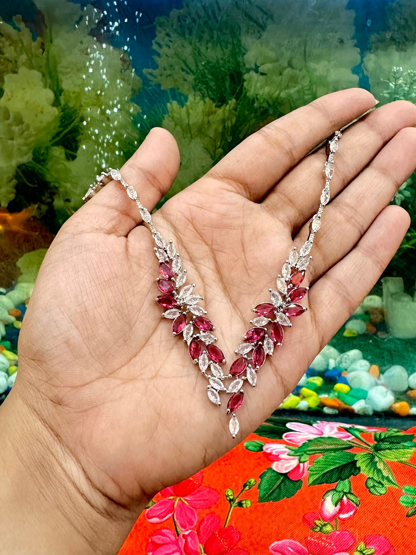 Pink Crystal AD Necklace
