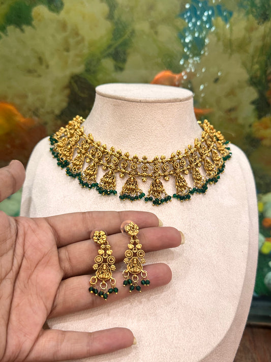 Green rekha Choker set