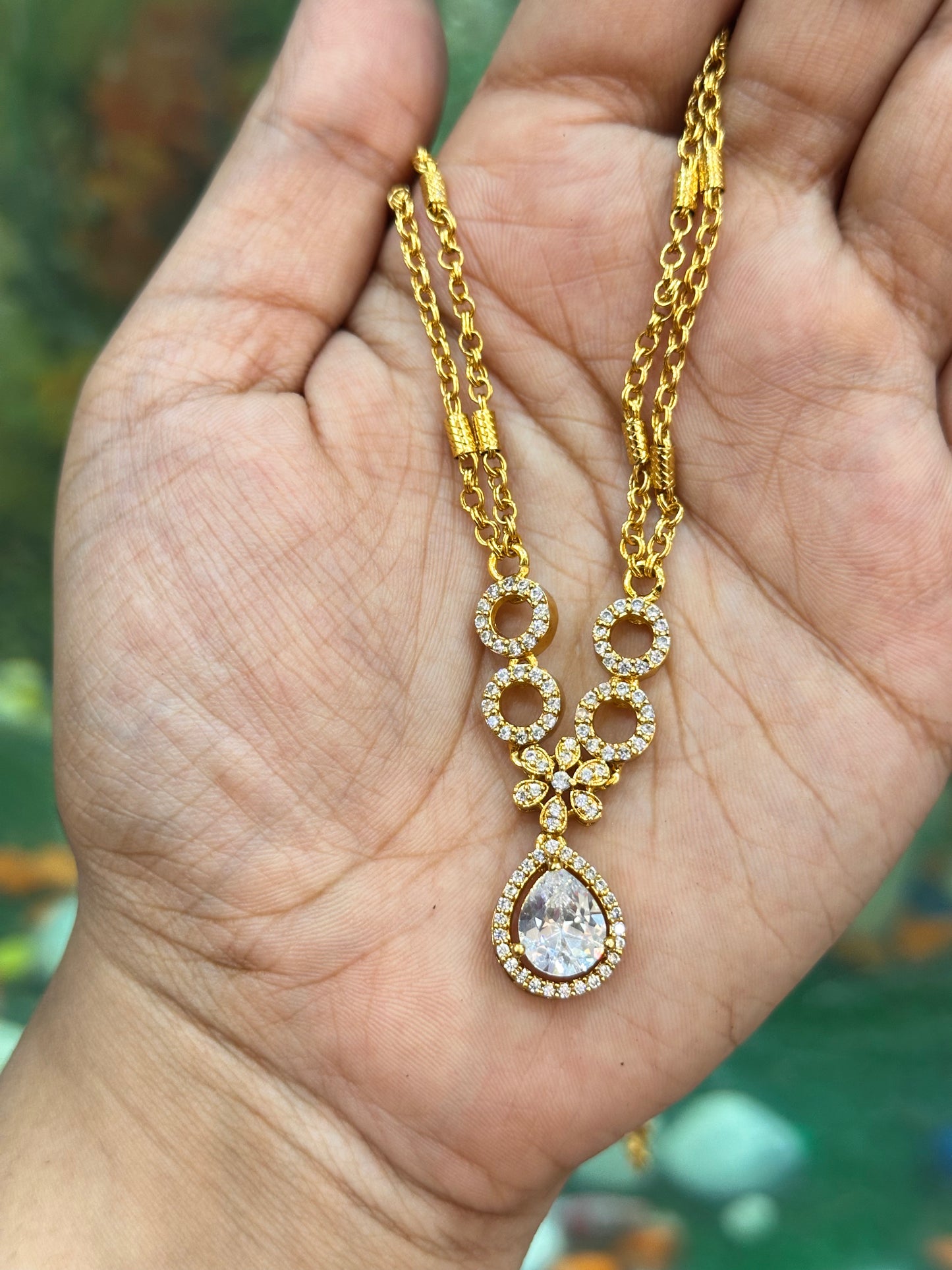 Crystal Drop Pendant Set