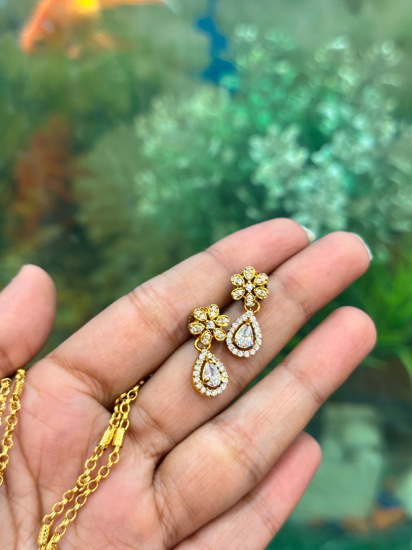 Crystal Drop Pendant Set