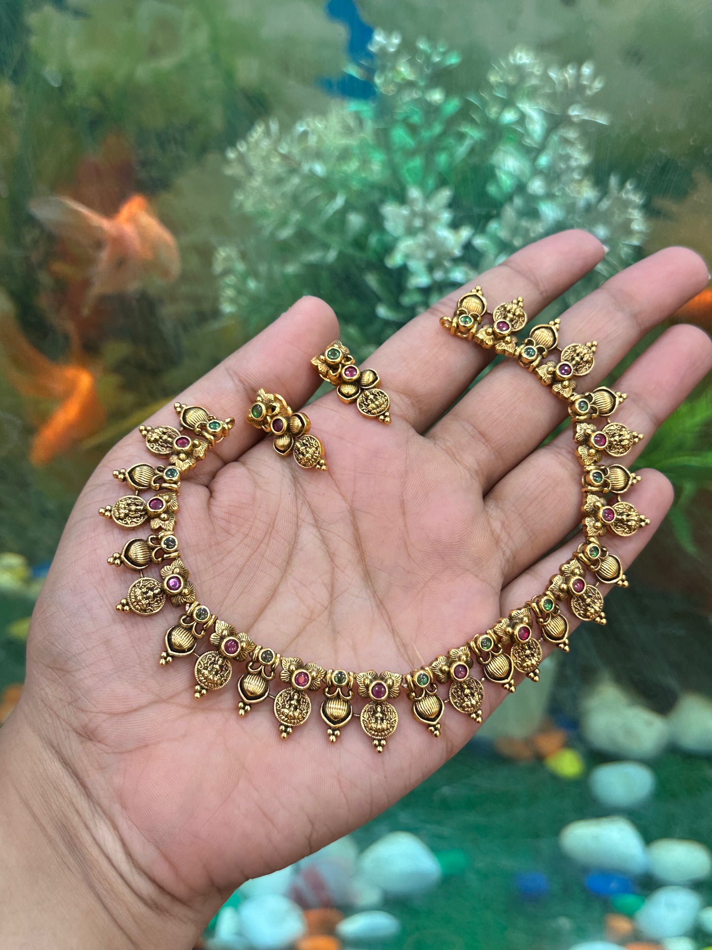 Laxmi 1G Gold Polish Necklace Set