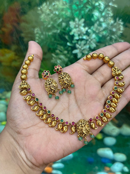 Shri Krishna 1G Gold Polish Necklace Set