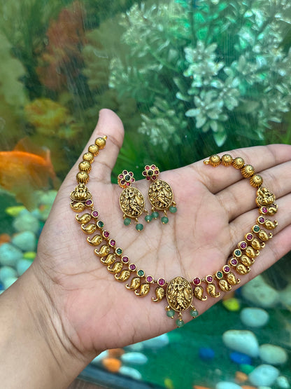Shri Krishna 1G Gold Polish Necklace Set
