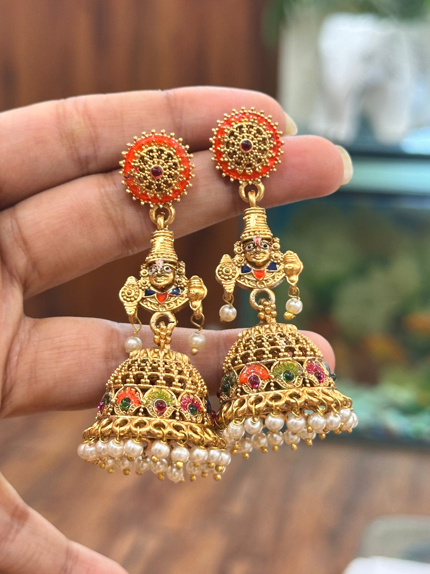 Coral Venkateshwara Earrings