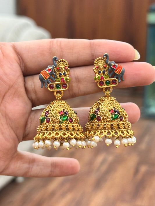 Gajarani Meenakari Earrings