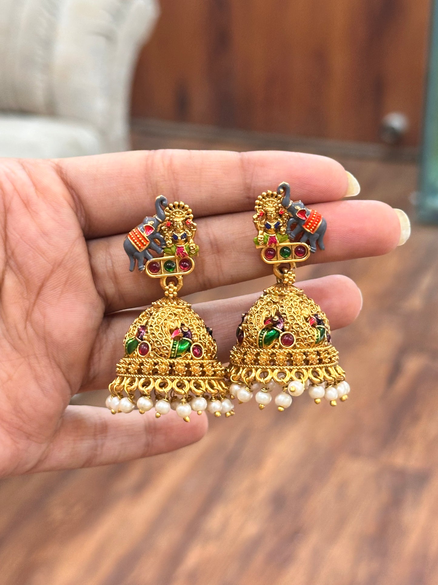 Gajarani Meenakari Earrings