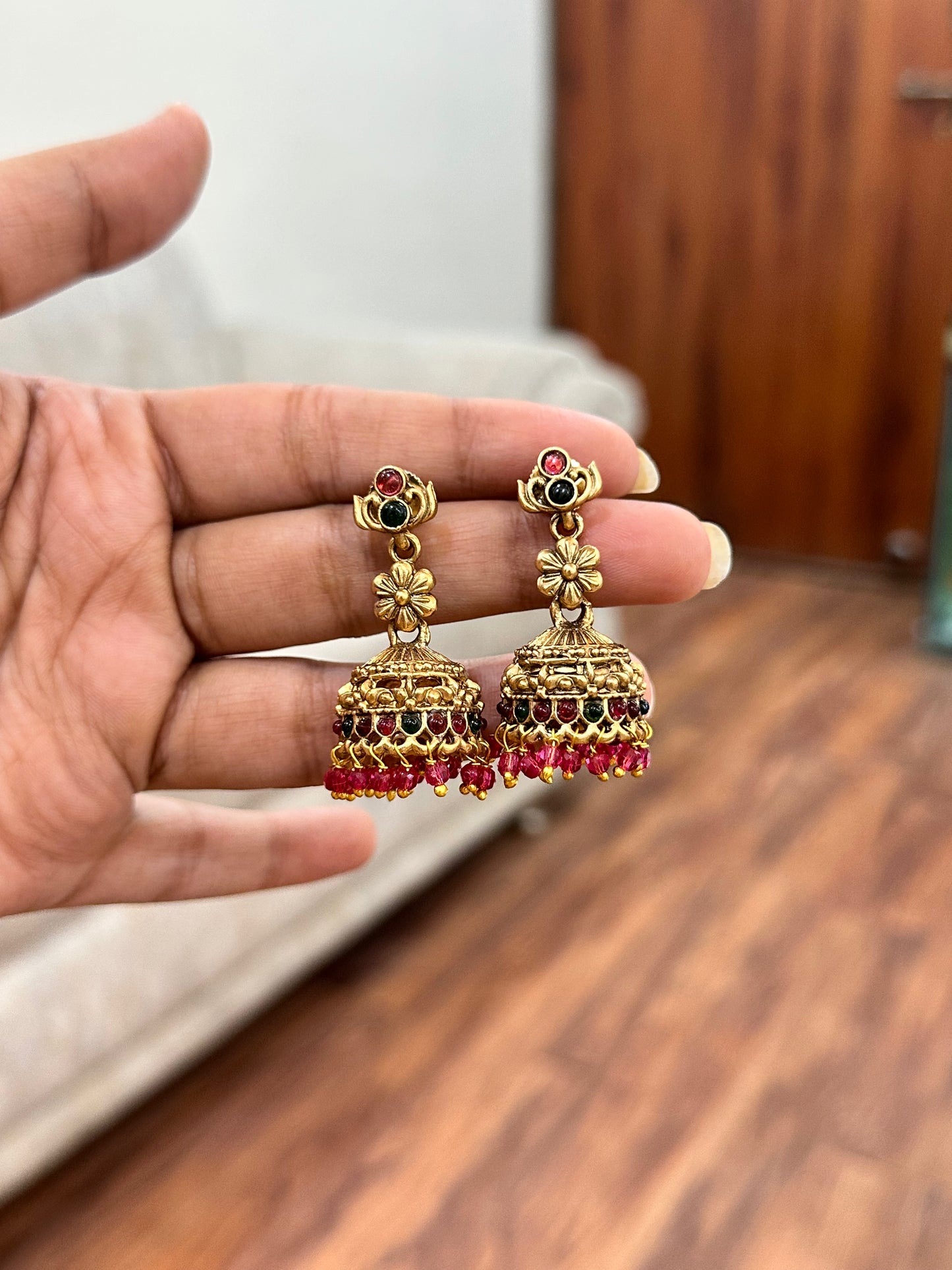 Red Gulab Earrings