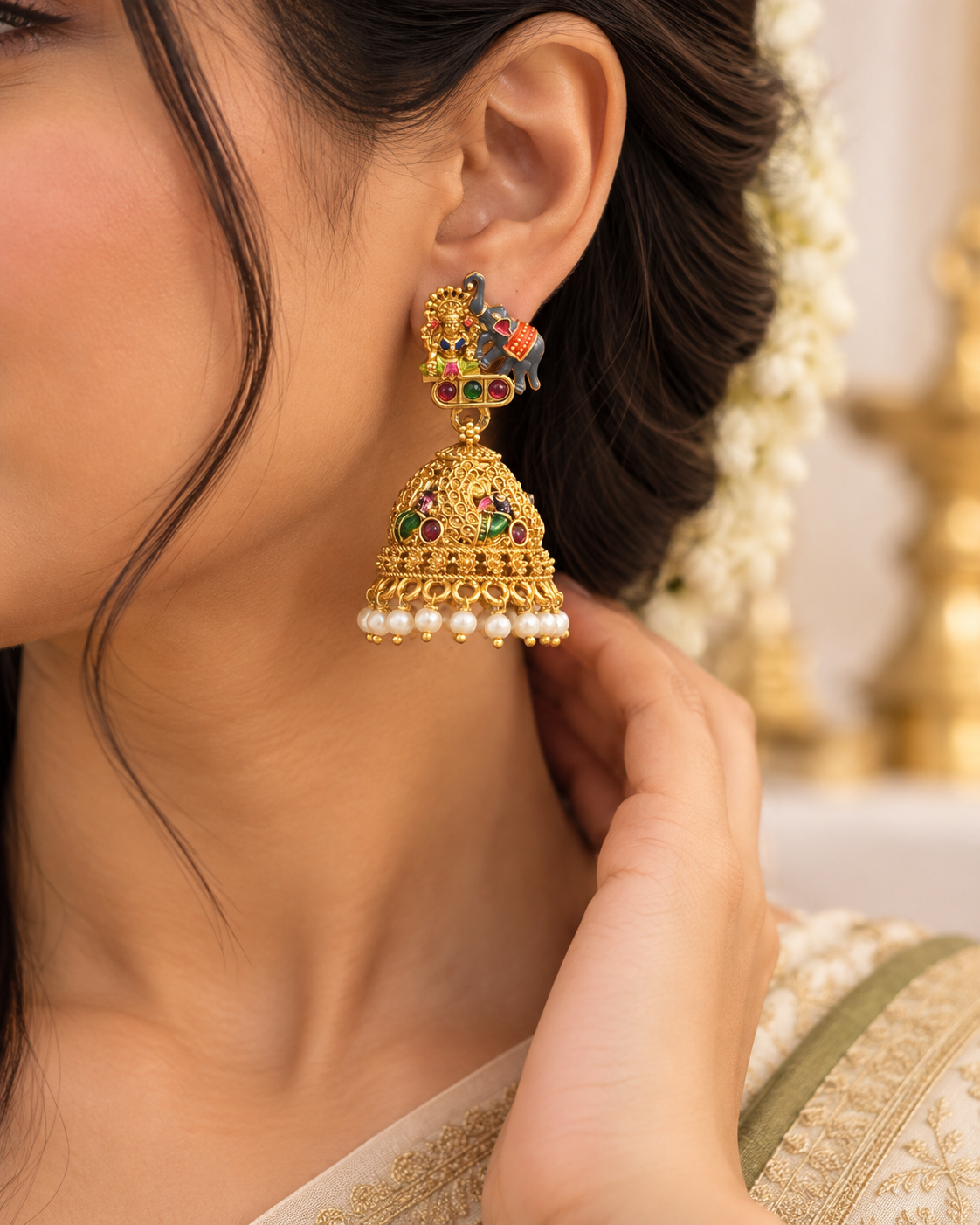 Gajarani Meenakari Earrings