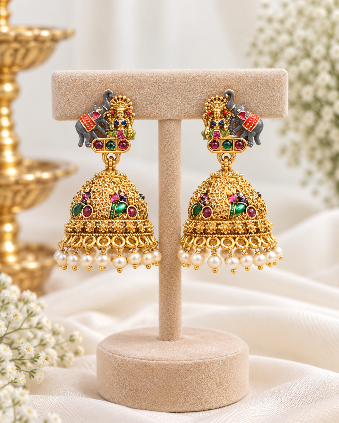 Gajarani Meenakari Earrings
