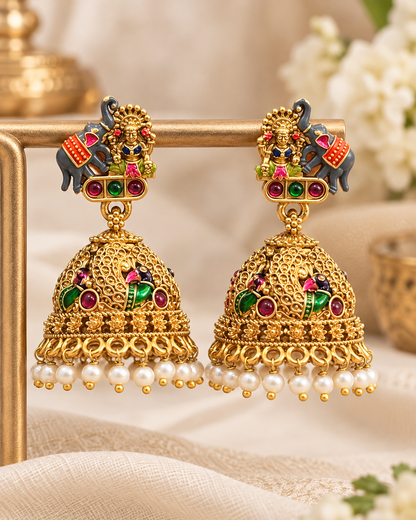 Gajarani Meenakari Earrings