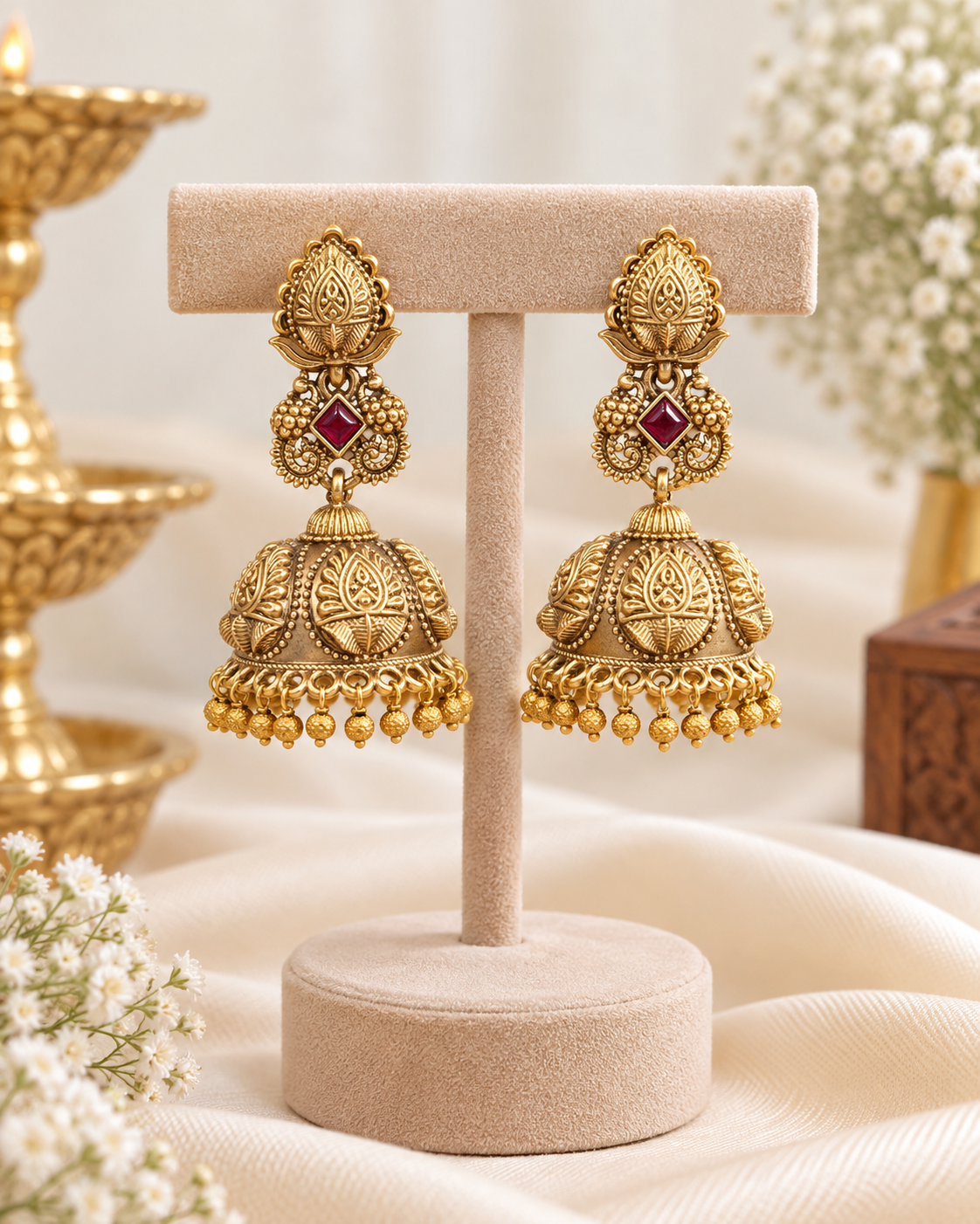 Urvashi Golden Jhumkas