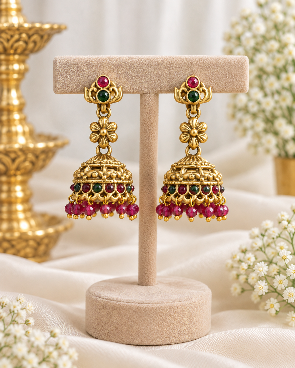 Red Gulab Earrings