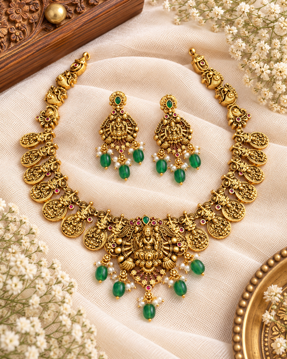 Lakshmi Ratna 1G Gold Polish Necklace Set