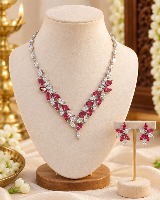 Pink Crystal AD Necklace
