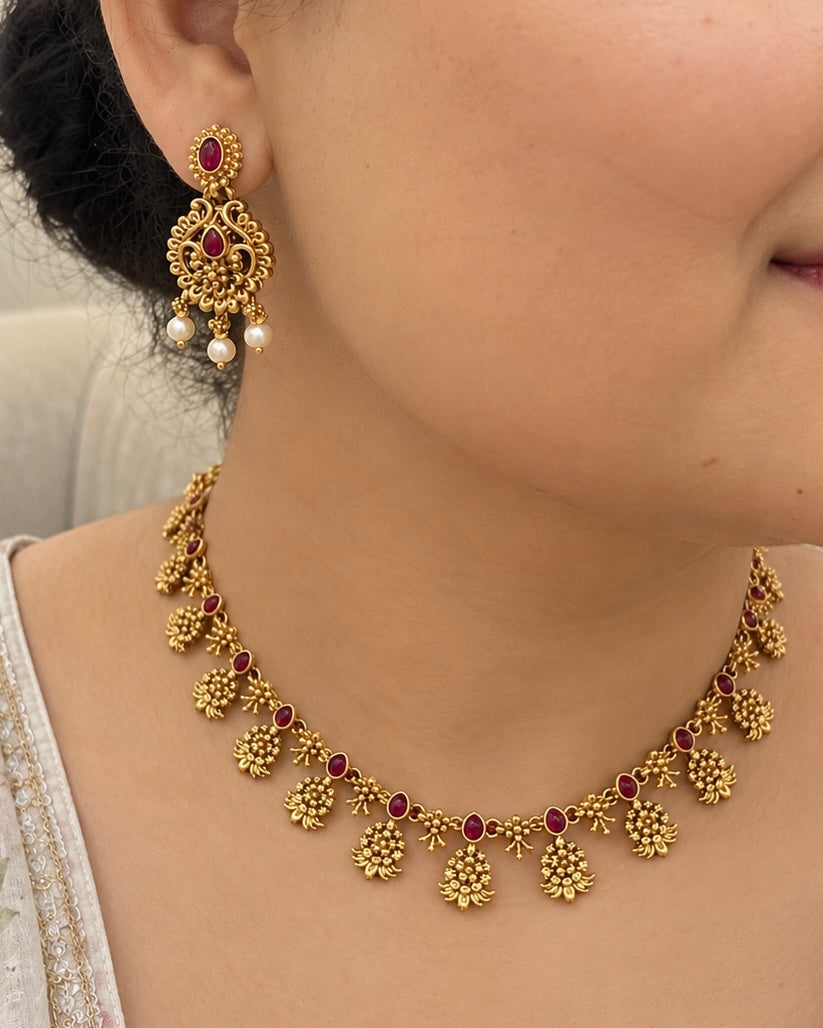 Sanjana Red Necklace Set