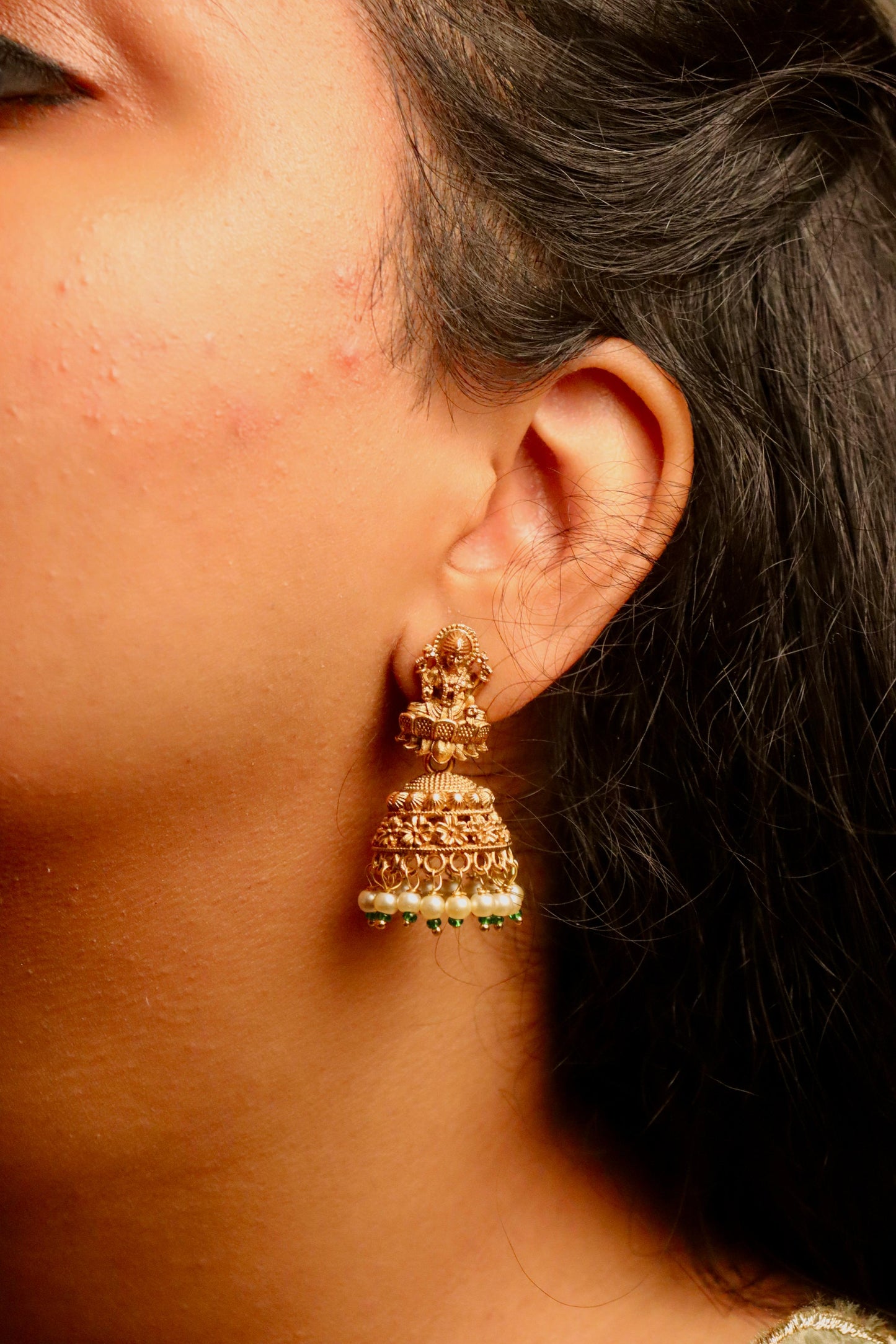 Shri Laxmi Green Earrings
