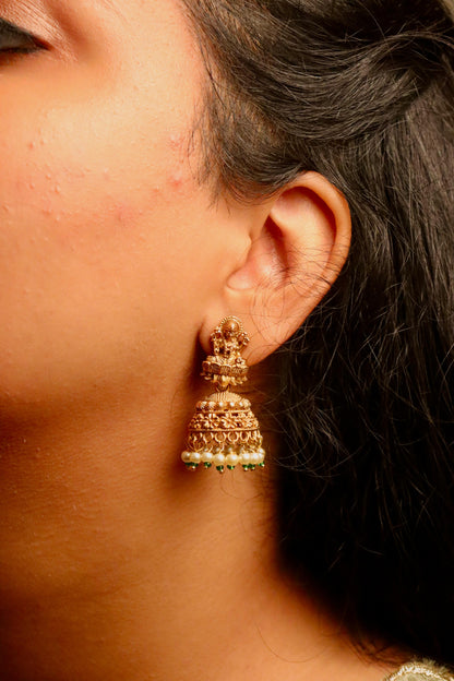 Shri Laxmi Green Earrings