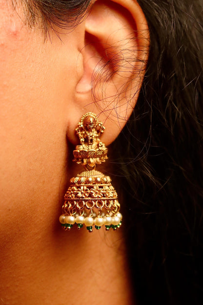 Shri Laxmi Green Earrings