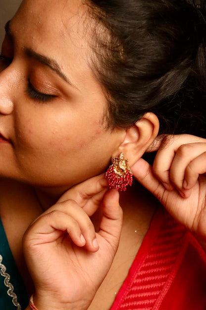 Shri Ganesh Red Earrings