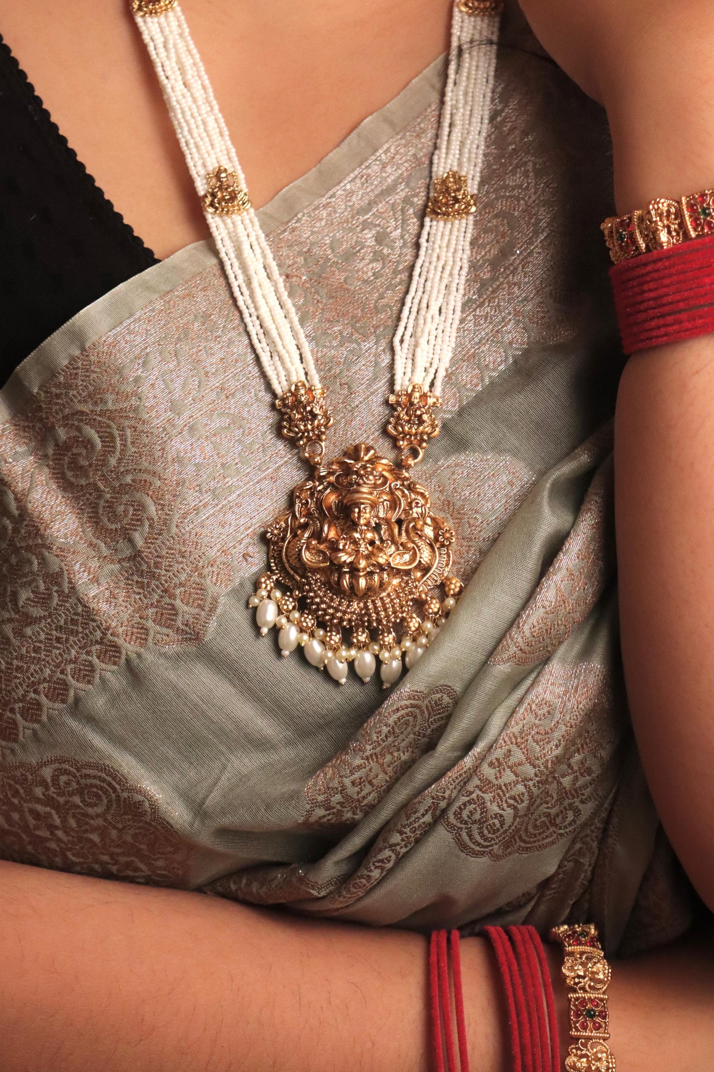 Long Laxmi White Haaram